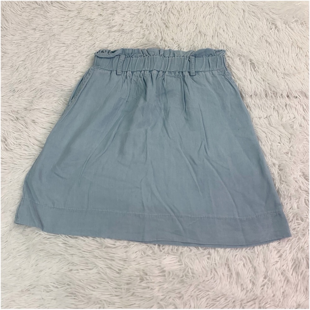 Copper key Junior Light Blue chambray mini Skirt elastic waist